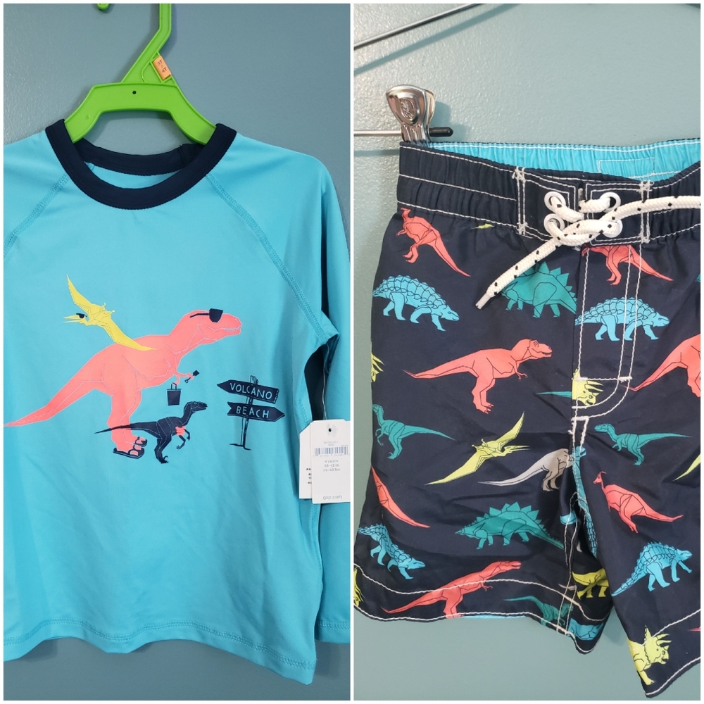 NWT Dinsoaur baby GAP swim suit with rash guard